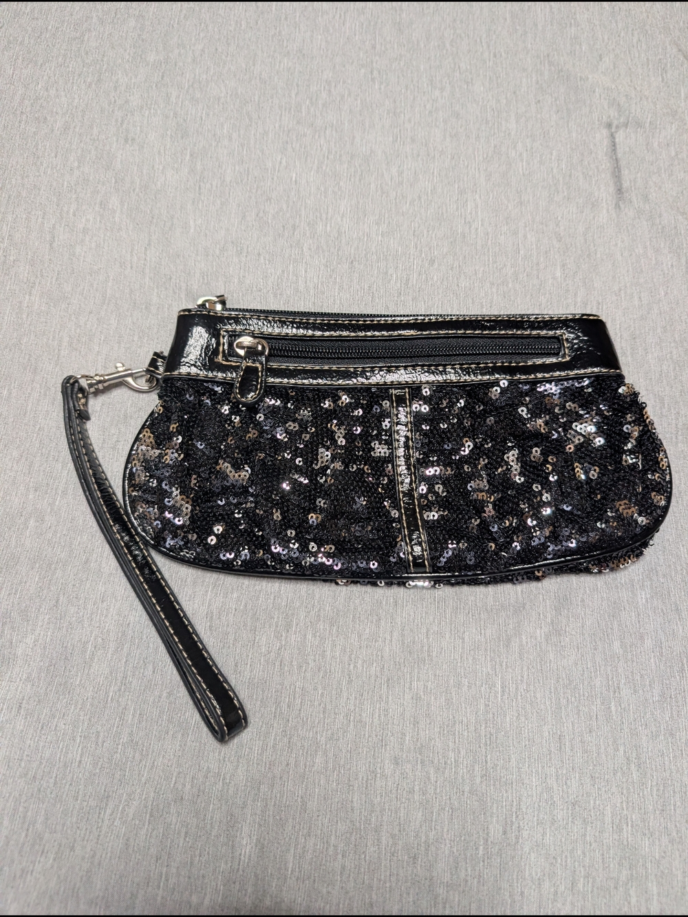 Black Sequined Wristlet Clutch - Unknown Brand